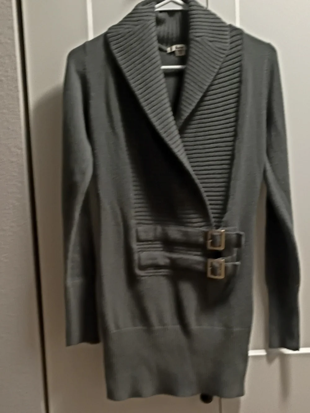 Papaya Gray Ribbed Knit Cardigan